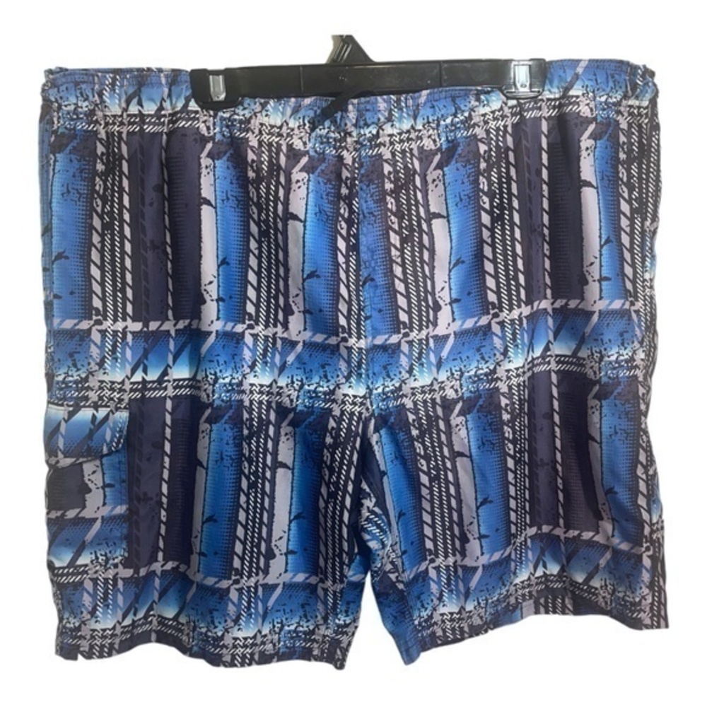 Urban Rags Sport Mens Swim Trunks Shorts Geometric Print Blue Black Size XL